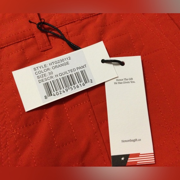 Honor the Gift Men’s Orange H Quilted Pants Size 30 - Picture 6 of 11